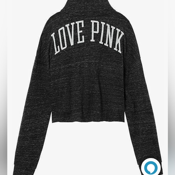 Large LOVE PINK cropped long sleeve pull over jacket NWT - Picture 4 of 7